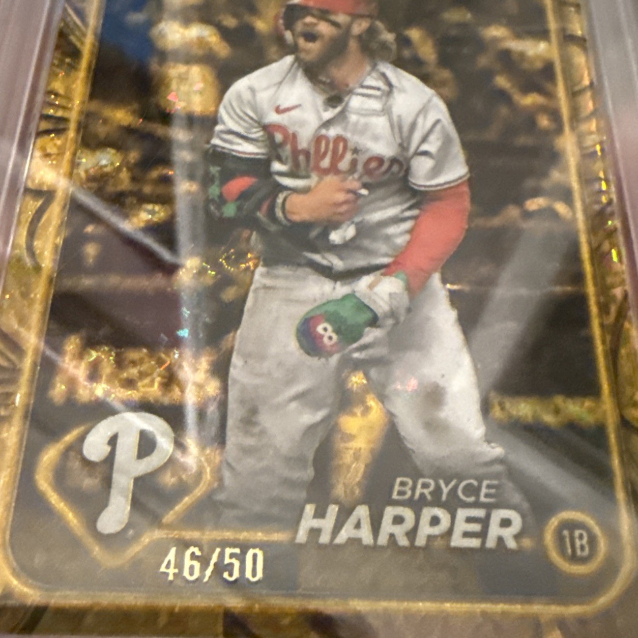 2024 Topps Gilded Bryce Harper Gold Mini Diamond 46/50 PSA 8 Phillies #69 view 7