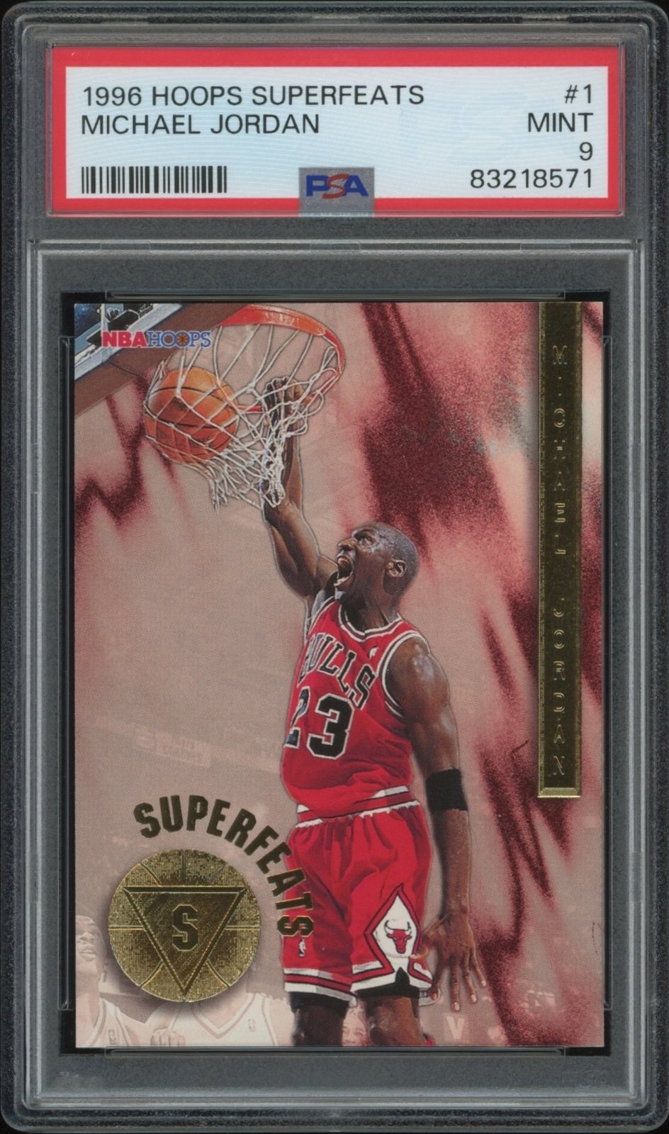 1996 Hoops Superfeats Michael Jordan #1 (PSA 9)