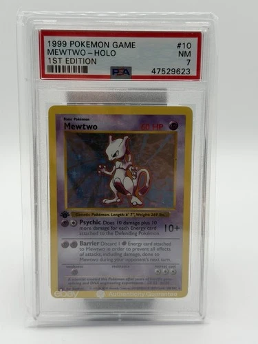 Pokémon TCG Mewtwo Base Set Shadowless 1st Edition Holo PSA 7 10/102 Eng