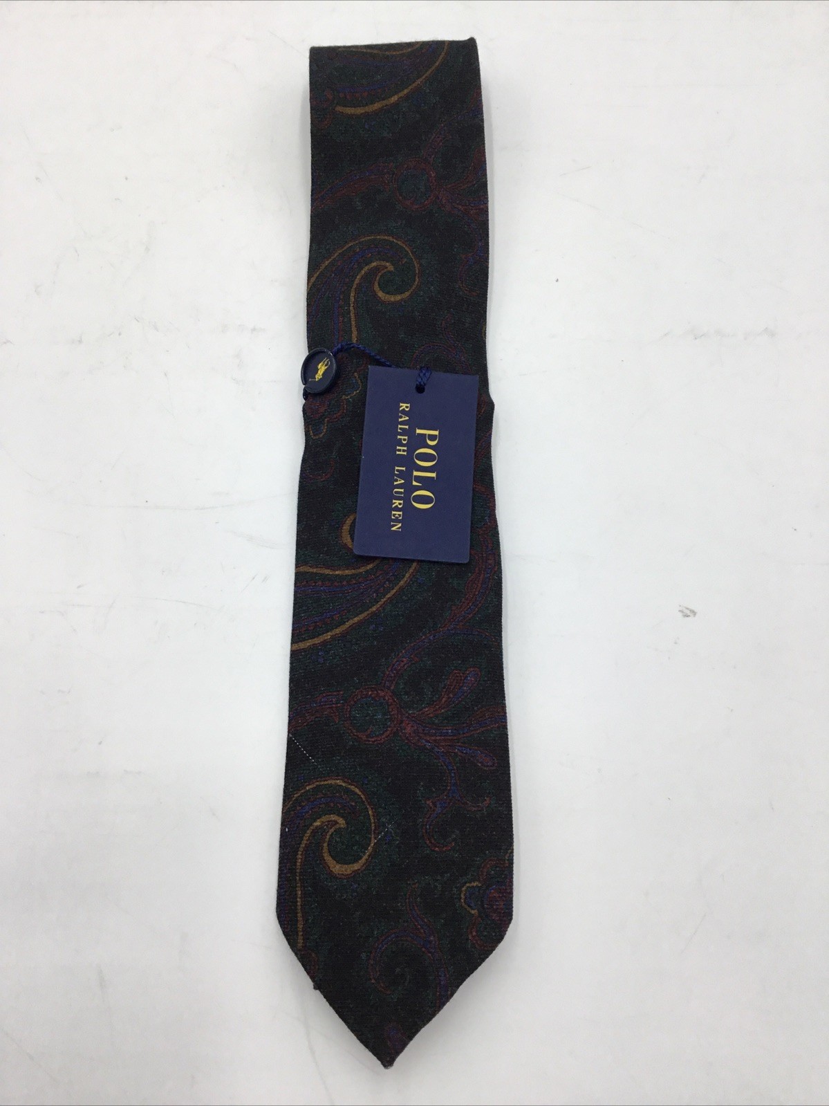 Polo Ralph Lauren Mens Black Green Paisley Necktie-OS 12190₽