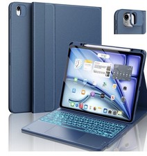Case W/ Keyboard For iPad Air 13 Inch M4/M3/M2 Pro 12.9 3rd-6th Navy Blue