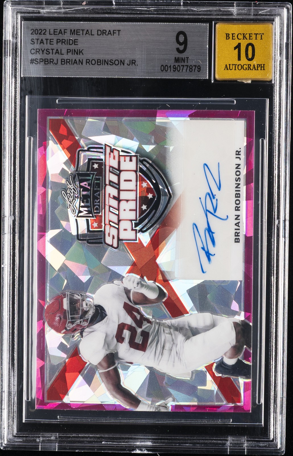 Brian Robinson Jr. Leaf Metal Draft State Pride Autographs #SPBRJ Pink Crystal