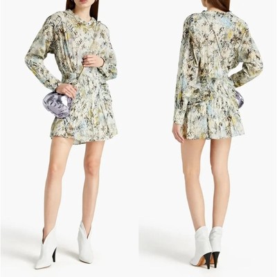 IRO Paris Deniz Abstract Print  Rouch Mini Shirt-Dress Women's Size 34 / US 2