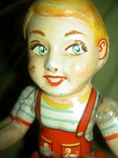 UNIQUE ART MFG., 1930s, Kiddy Kiddie Cyclist, lithographed wind-up tin toy TLC