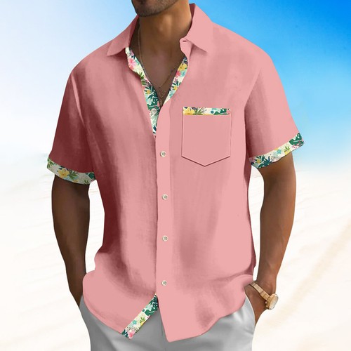 Men's Hawaiian Shirt, Vintage Short Sleeve Button Down Bowling Beach Shirts W - Picture 25 of 42