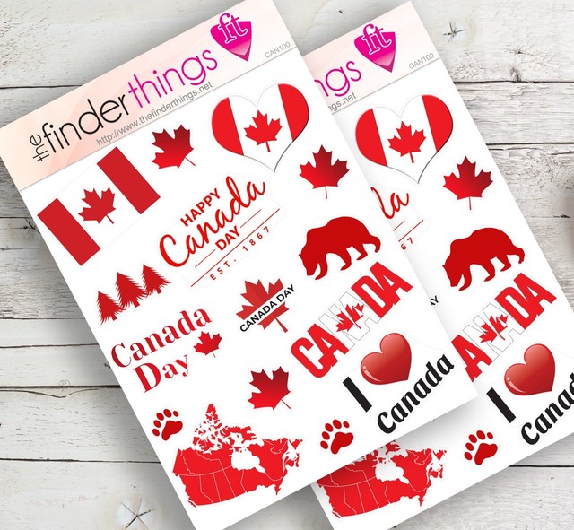 Canada Day Stickers Scrapbook Planner Diary & Fun Precut Canada Flag