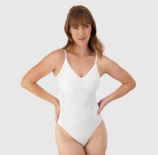 NWT Maidenform sz S White Shapewear Lace Bodysuit Thong Seamless Light zz1