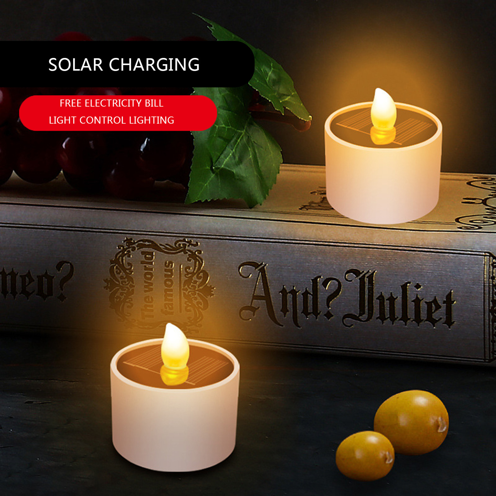 Solar Power LED Candles Flameless Electronic Solar LED Tea Lights Lamp