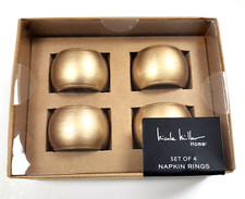NEW NICOLE MILLER SET OF 4 GOLD TONE RESIN WIDE DOME NAPKIN RING