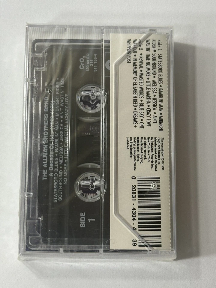 The Allman Brothers Band A Decade Of Hits 1969-1979 (Cassette, 1991) Sealed - Image 4 of 4