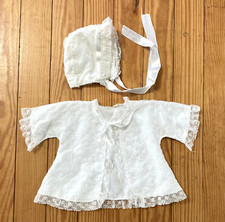 Vintage Baby Infant Baptismal Christening Embroidered Jacket Lace Ruffled Bows