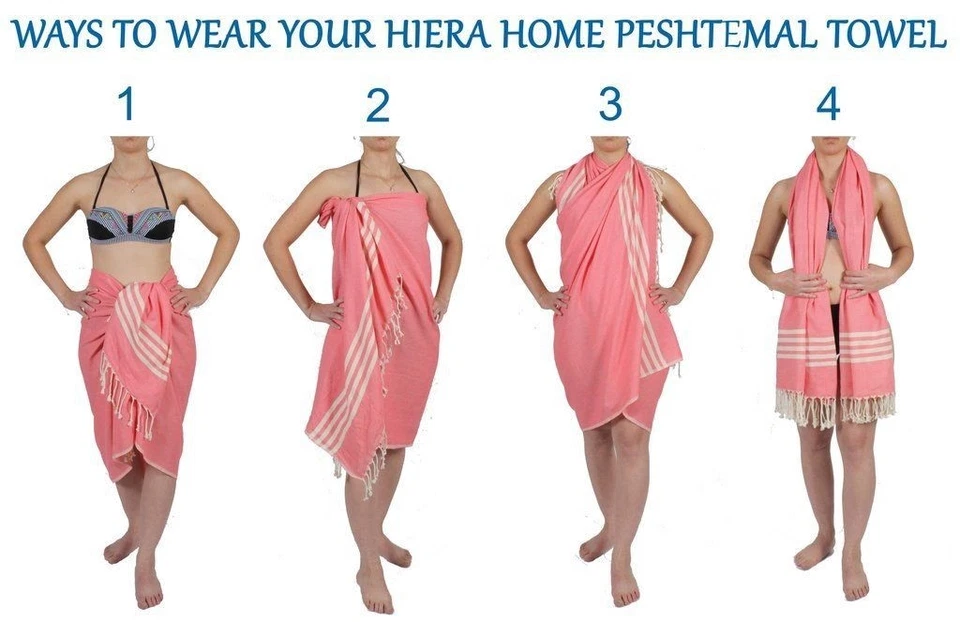 Peshtemal Handmade MARINE Towel Beach Bath Pareo Shawl Coverup Scarf Poncho Spa - Image 4 of 4