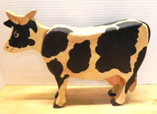 WHIMSICAL FOLKART WOOD COW