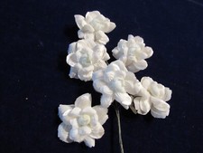 Vintage Millinery Flower 1 3/4" 6p Bunch Soft White Stunningw/Velvet Japan IW11