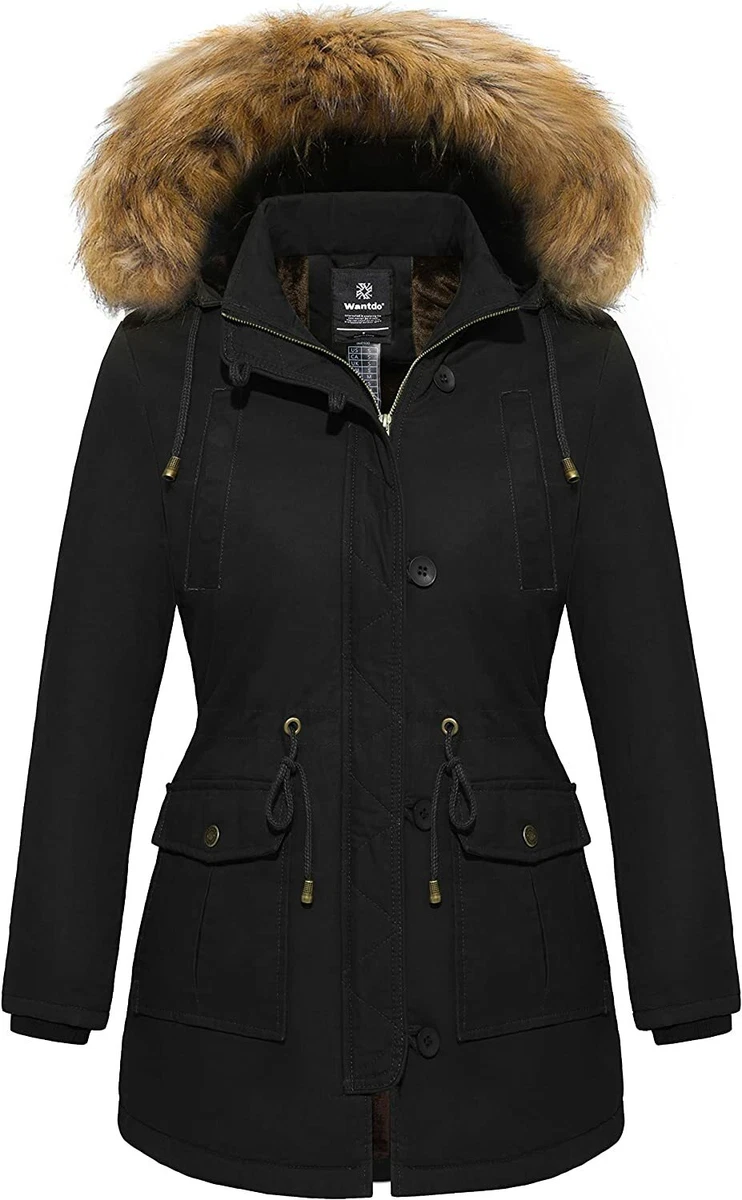 Wantdo Women s Winter Thicken Puffer Coat Warm Fleece Lined Parka