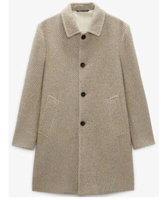 Zara Men's Sand Textured Texture Coat Size Medium UK