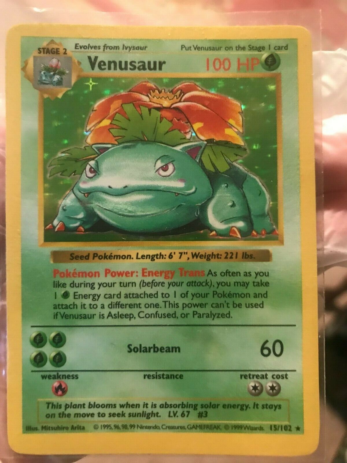 Venusaur Rare Holo Shadowless 15/102 Pokemon Cards 1999 Base Set Near Mint WOTC - Picture 2 of 7
