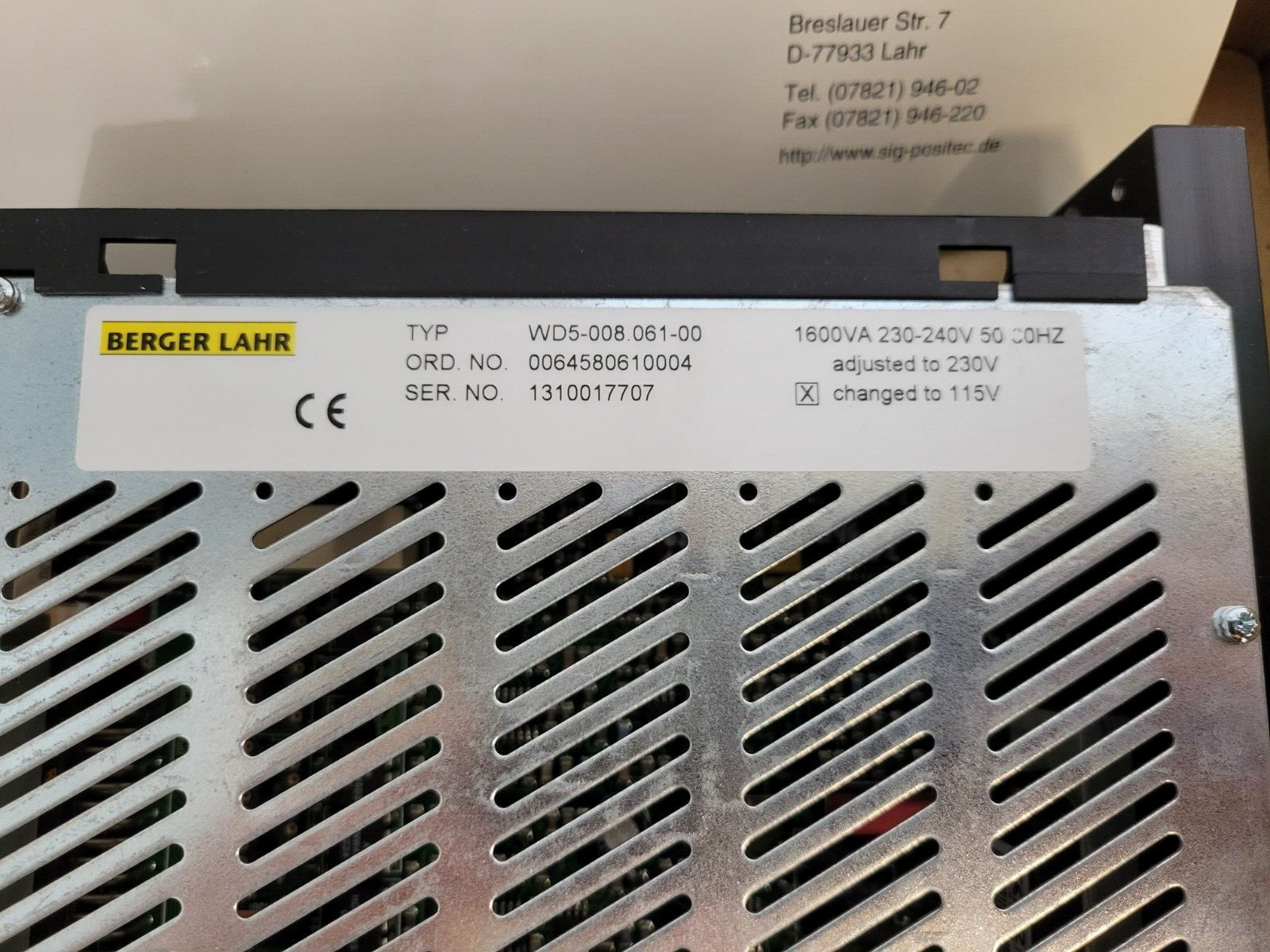 Carte De Commande Moteur Berger Lahr WD5-008.051-00 - Pièce D'occasion Pour Automate