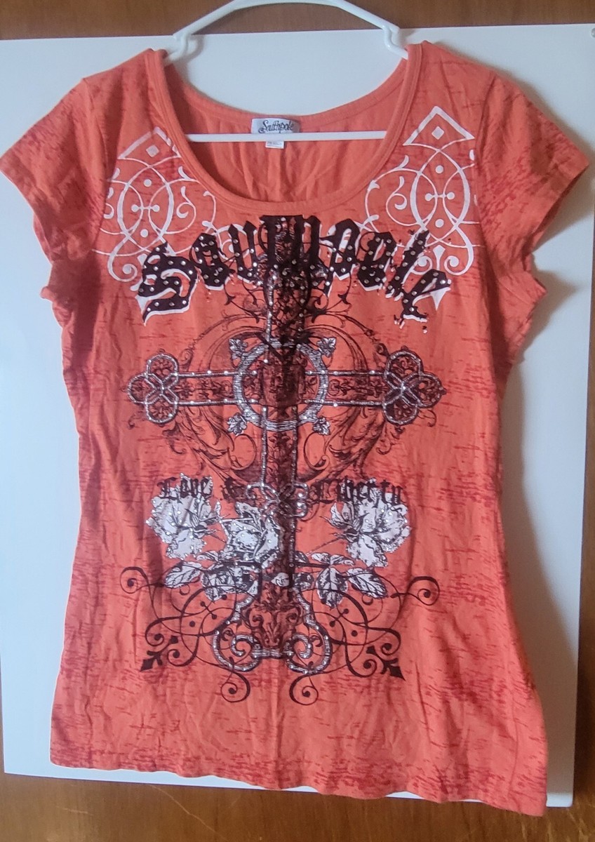 ウェア・シャツ SOUTHPole XL Vintage Southpole Shirt Womens XL Orange Graphic Top Y2K | eBay