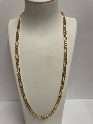 Solid 9ct yellow gold 3 in 1 curb link chain. Length 52 cms. Weight 31 gms. New.
