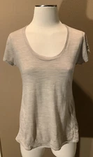 Ibex 100% Wool S Camel Tan Scoop-neck Short Sleeve Top Sweater (flaw)