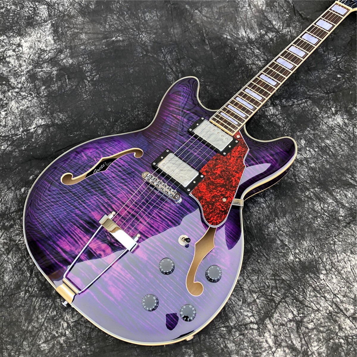 Grote Purple Flame Maple Semi Hollow Electric Guitar F holes