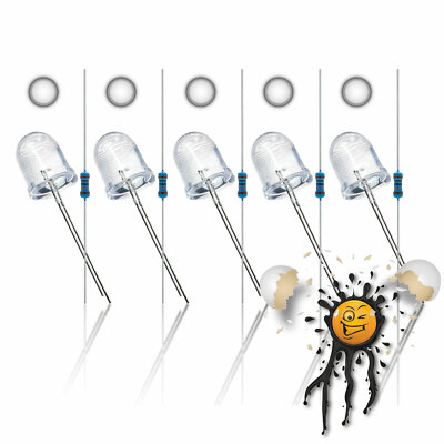 10mm LED klar  Sortiment 3.3V 5V 6V 9V 12V red blue white yellow green 10-Teile