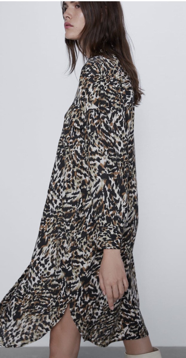 zara oversized linen dress NWT Zara Women's Oversized Printed Shirt Linen Dress - Size XS $89 Run Big