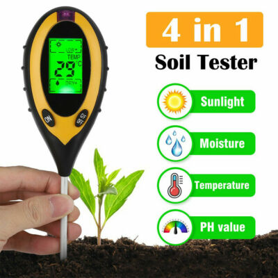 4-in-1 Soil Tester Meter For Garden Lawn Plant Moisture/Light/pH Sensor Tool US