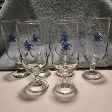 6 Vintage Anheuser-Busch Blue Eagle Emblem 12 oz Beer Glasses