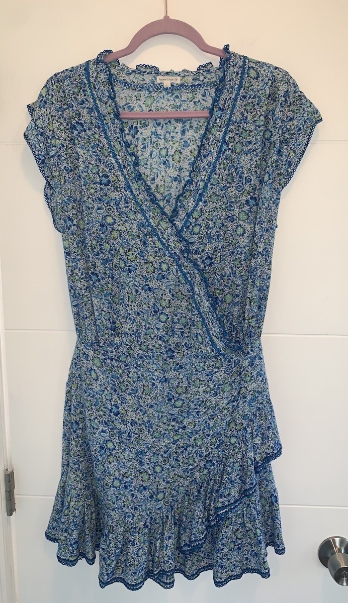 【Poupette St Barth】 Estelleプリント ruffledミニドレス Poupette St. Barth Estelle Mini Dress in Blue Mayflower Size
