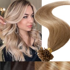 0.5g Remy Human Hair Extensions 100S Pre Bonded Nail Keratin U Tip Glue Hair 1g