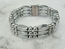 Mens Women Silver 100 Magnetic Therapy Hematite Triple Strength Bracelet Anklet