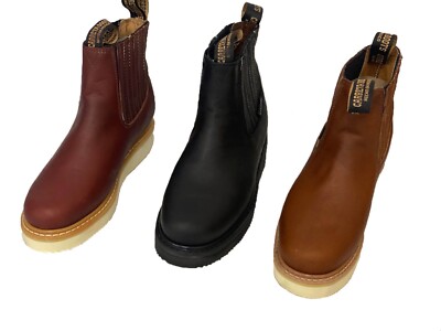 MEN'S AROUND TOE WORK BOTINE BOOTS PULL ON SAFETY GENUINE LEATHER  OIL RESISTANT