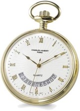 Charles Hubert Gold-Finish White Dial Gold-Tone Pocket Watch