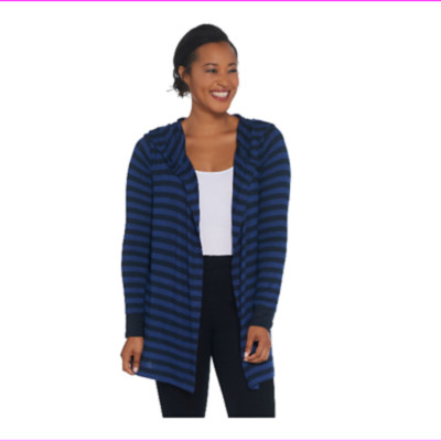AnyBody Brushed Hacci Striped Hooded 