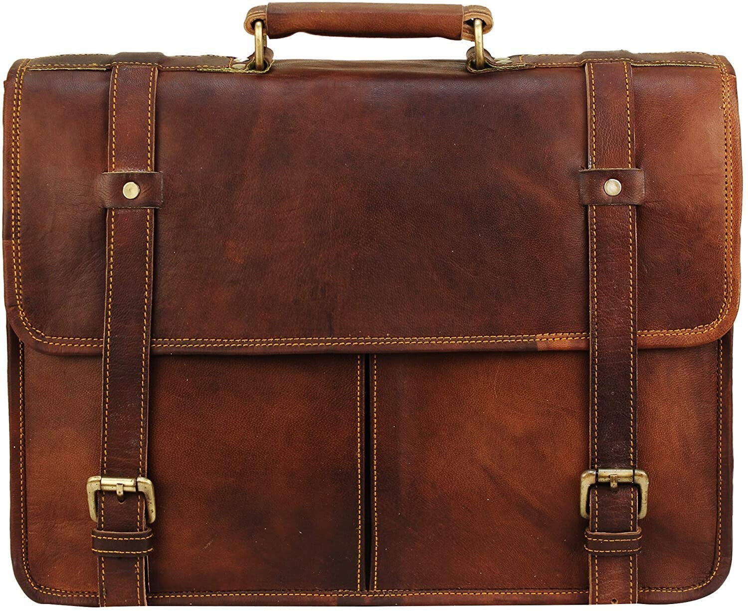 New Leather Computer Shoulder Briefcase Bag | Brown Vintage 