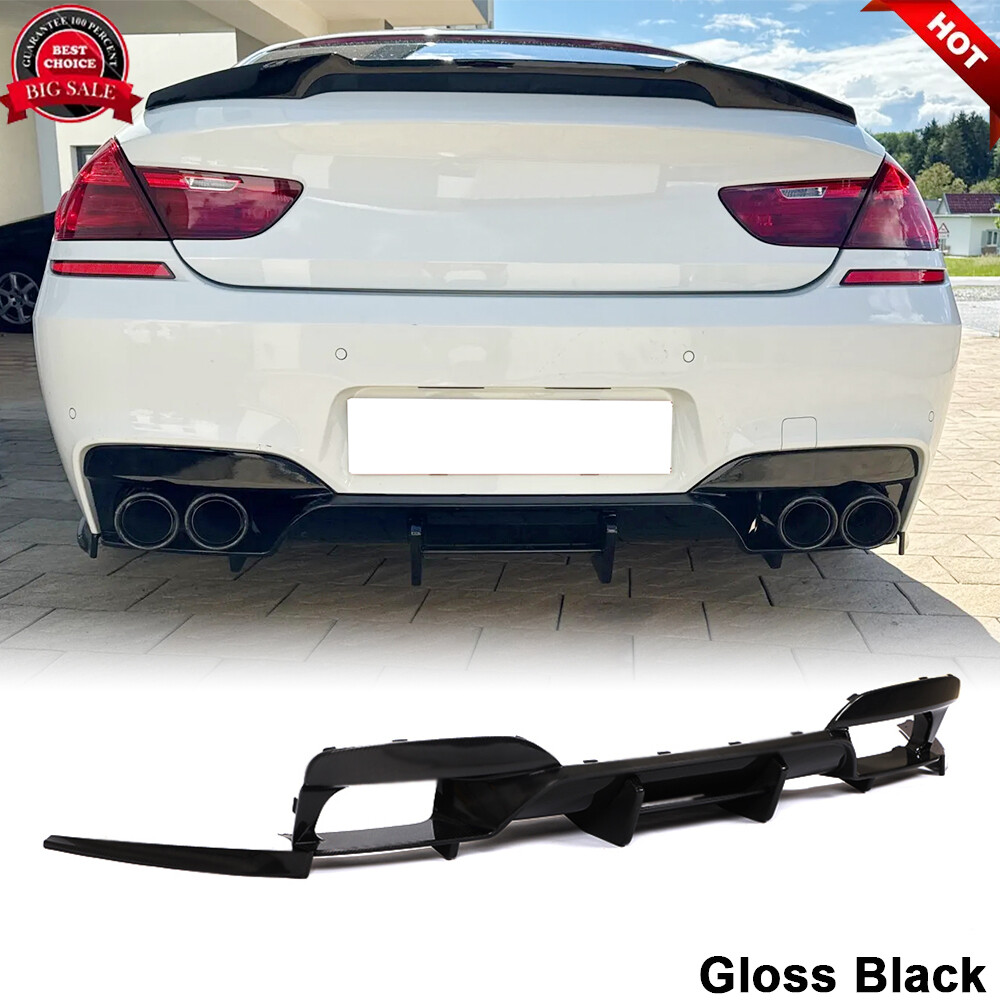 For BMW F06 F12 F13 M6 2013-2019 Glossy Black Rear Bumper Diffuser Lip Spoiler