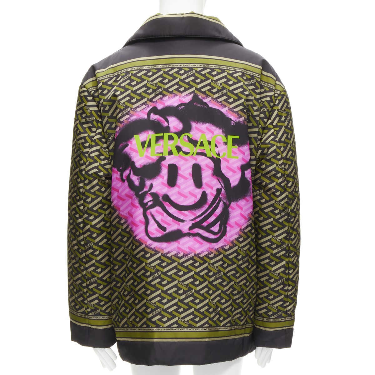 VERSACE 2021 Runway La Greca Graffiti Medusa Smiley green