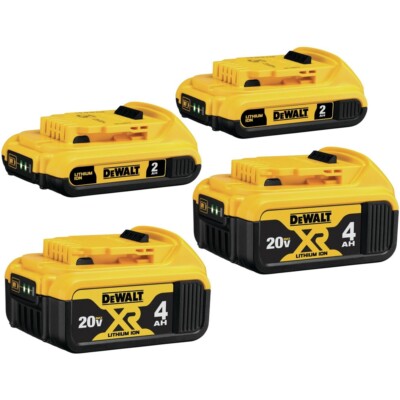 DeWalt DCB324-4 (4) 20V MAX 4 Ah and 2 Ah Lithium Ion Batteries New
