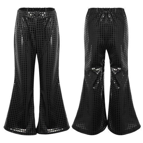Pantalones acampanados de lentejuelas brillantes de cintura elástica para niños niñas - Imagen 4 de 97