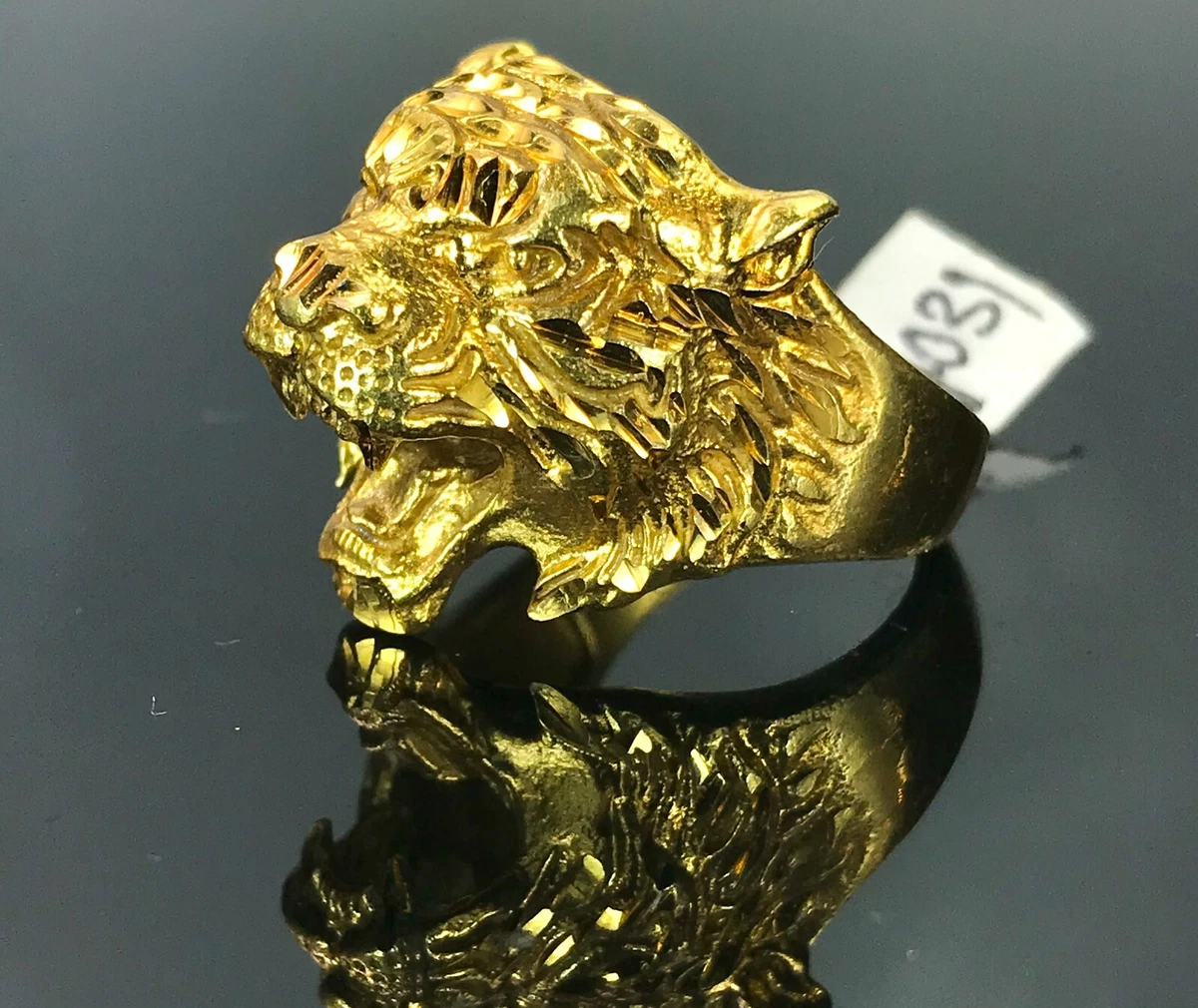 22k Ring Solid Gold Elegant Unique Tiger Mens Ring Size R2031 2023