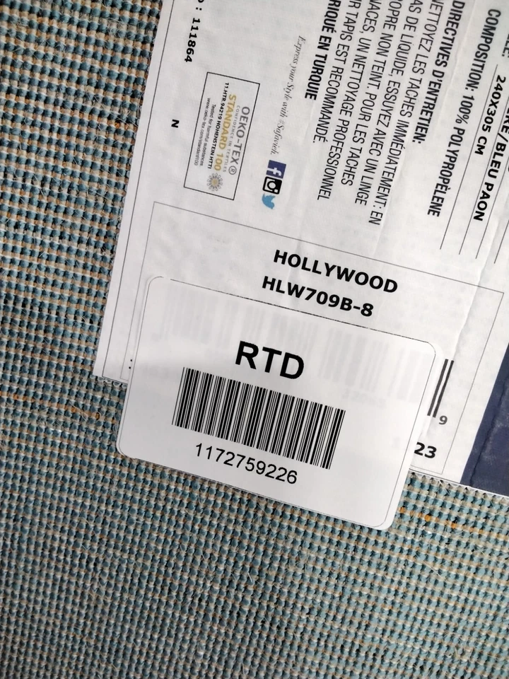 Alfombra Mancha Trasera AZUL MARFIL/PAVO REAL 8' X 10', Precio Reducido 1172759226 HLW709B-8 Foto 4 de 4