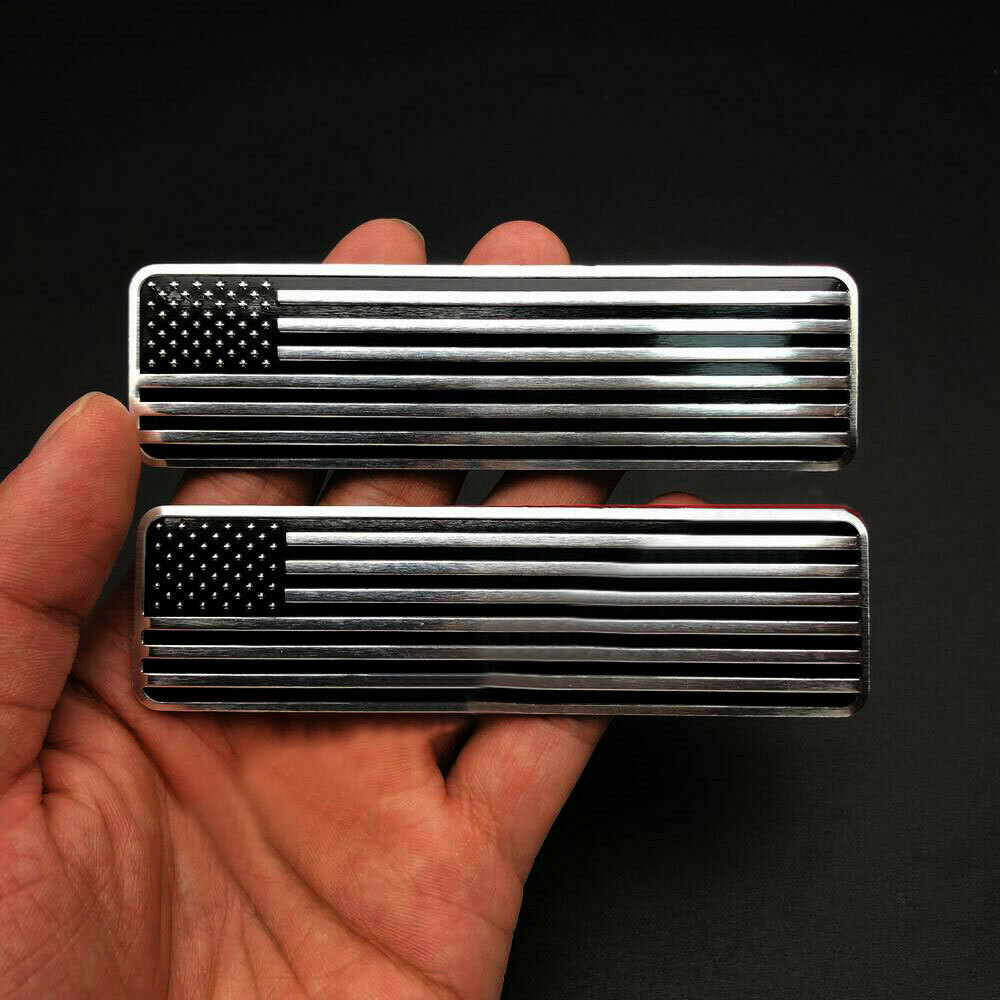2pcs 3D Metal USA American Flag Car Trunk Emblem Badge Decal Sticker Accessories