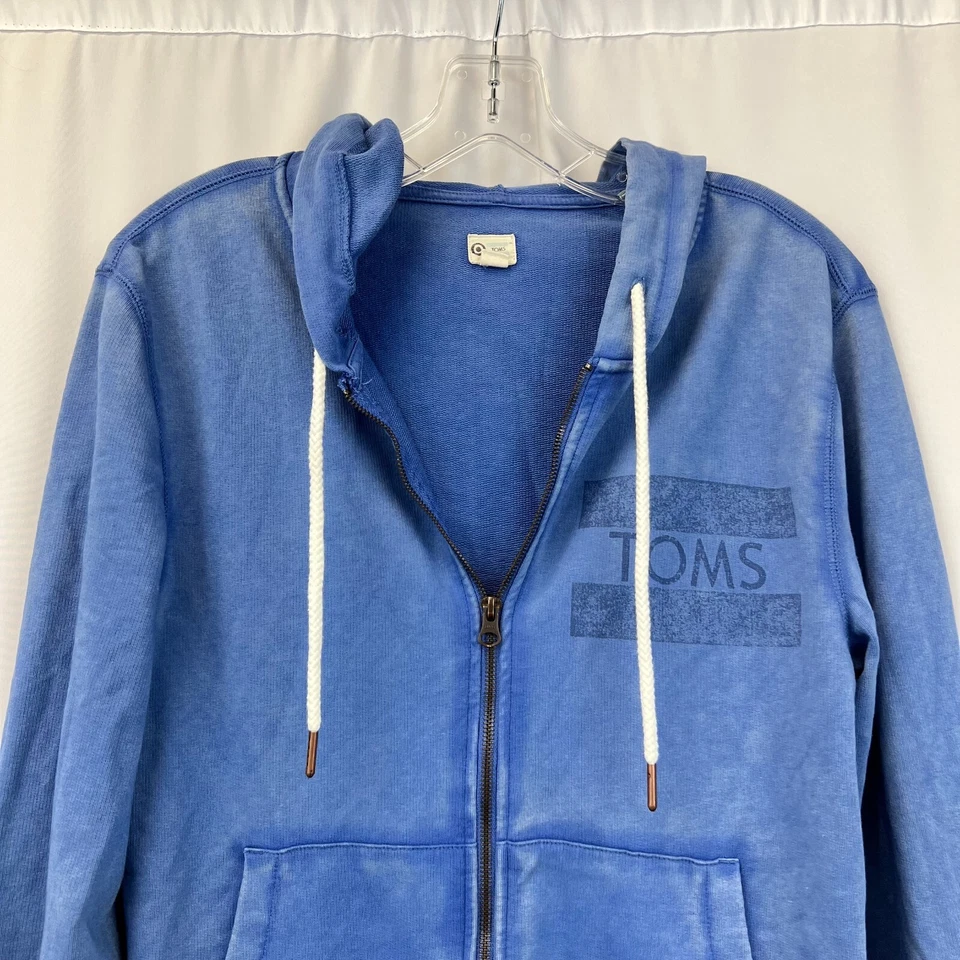 Sudadera con capucha Toms para mujer azul manga larga bolsillo canguro cremallera completa talla pequeña Foto 3 de 4