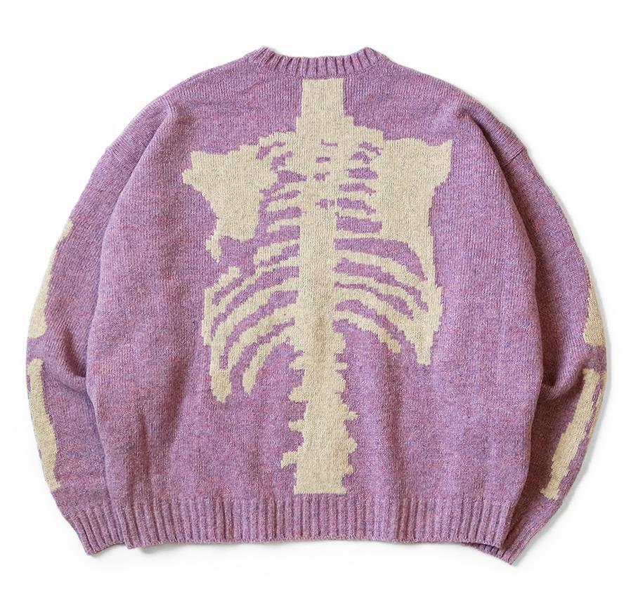 KAPITAL 5G wool bone crew sweater Skeleton light purple new KAPITAL 5G wool bone crew sweater Skeleton light purple new