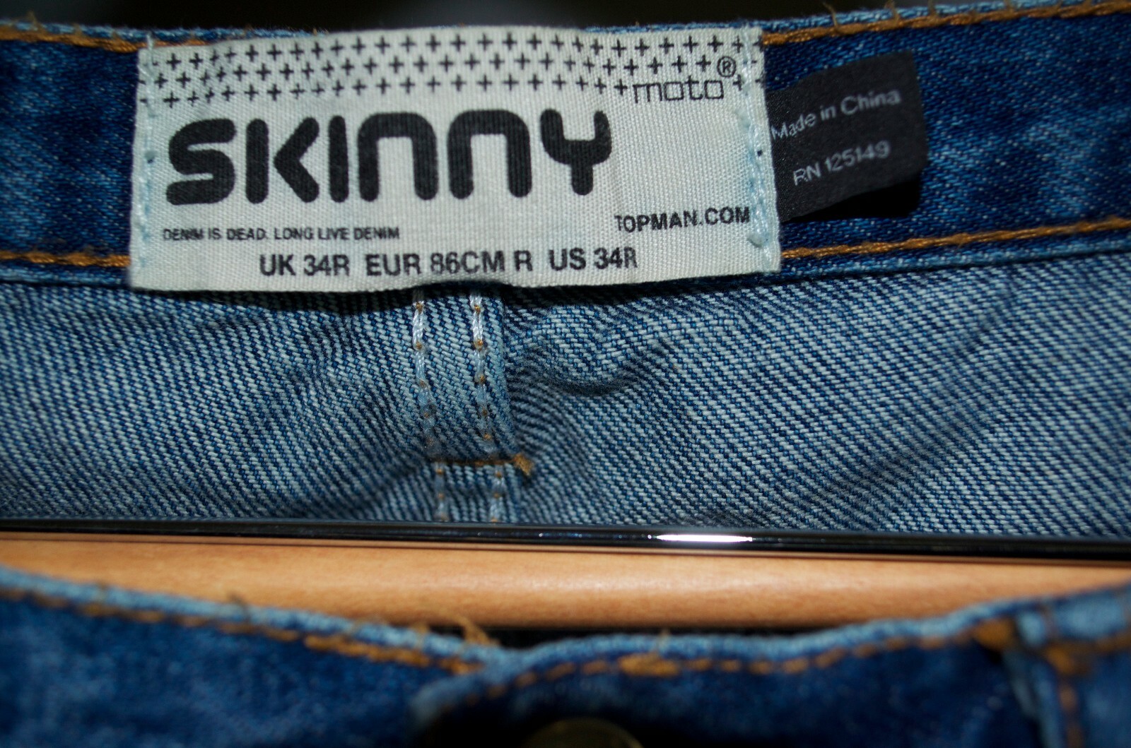 Mens Topman Skinny Moto Denim Jean 34R image 3