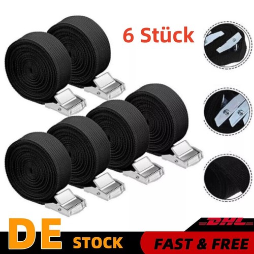 12 Pcs Spanngurt Klemmschloss Befestigungsriemen Zurrgurt schwarz 2.5m DE - Bild 19 von 21