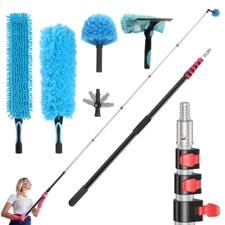 5Pcs Duster Kit with 5-24 Ft Telescoping Extension Pole For Dusting Cleaning