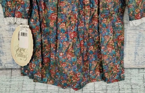 Vintage Rare Editions Dress Girls Size 6 Blue Pink Floral Cottage 80s Made USA - Picture 11 of 23